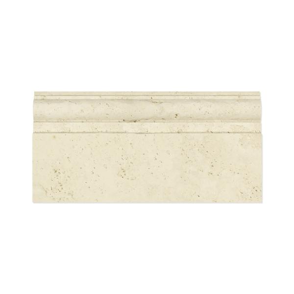 Ivory Travertine Honed Baseboard Trim Tile 5x12"