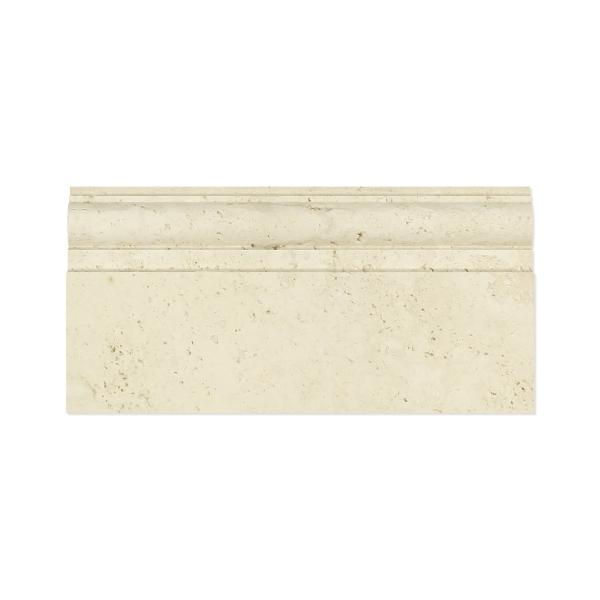 Ivory Travertine Honed Baseboard Trim Tile 6x12"