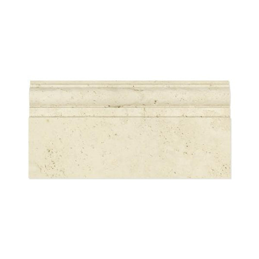 Ivory Travertine Honed Baseboard Trim Tile 6x12"