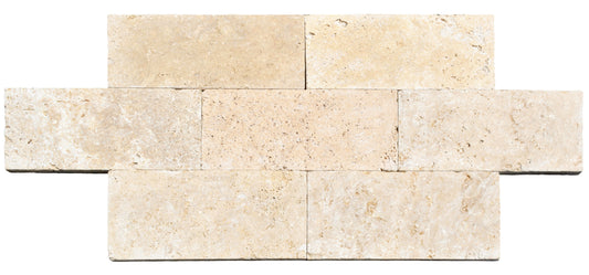 Ivory Travertine Tumbled Exterior Pool Paver 8X16" 1 1/4"