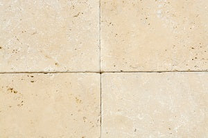 Ivory Travertine Tumbled Exterior Pool Paver 8X8" 1 1/4"