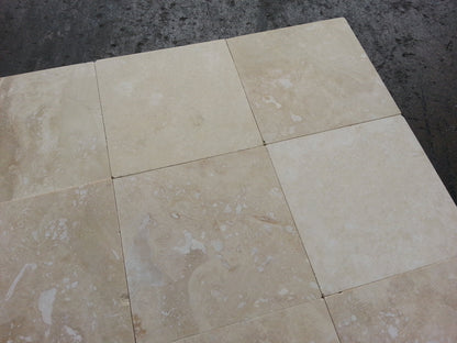 Ivory Travertine Filled & Honed Wall and Floor Tile 4x4"