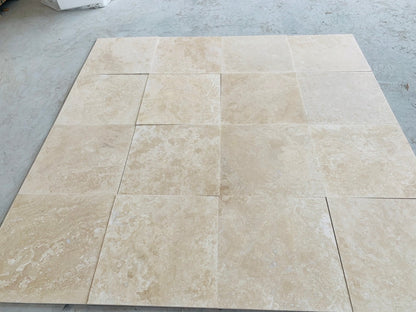 Ivory Travertine Filled & Honed Wall and Floor Tile 18x18"