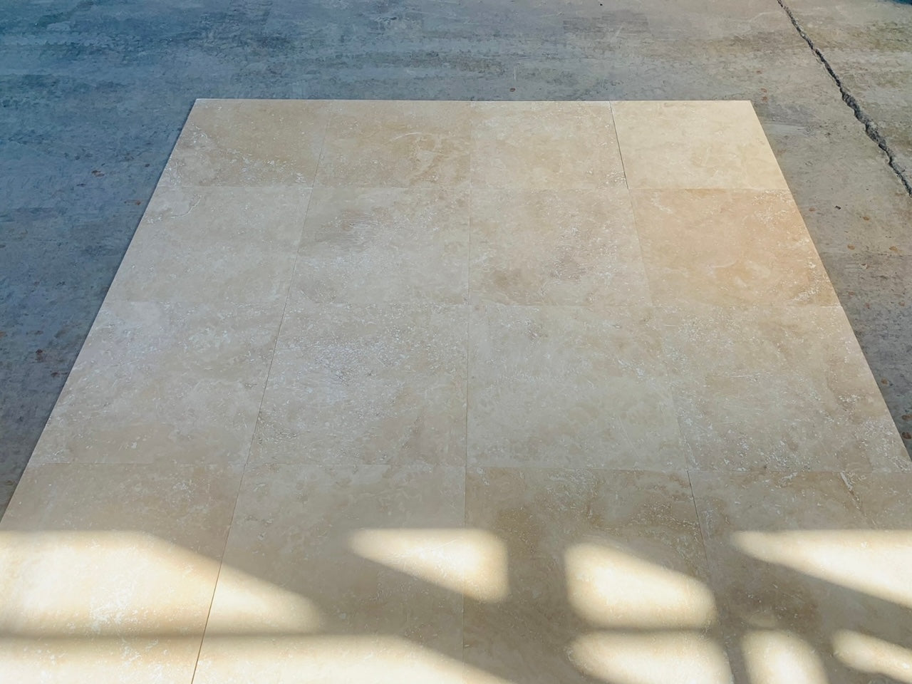 Ivory Travertine Filled & Honed Wall and Floor Tile 18x18"