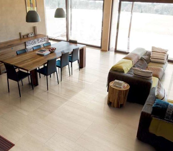 Ivory Cream Polished Italian Porcelain Tile - 12" x 24"