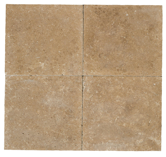 Mocha Noce Travertine Tumbled Exterior Pool Paver  12x12"  1 1/4"