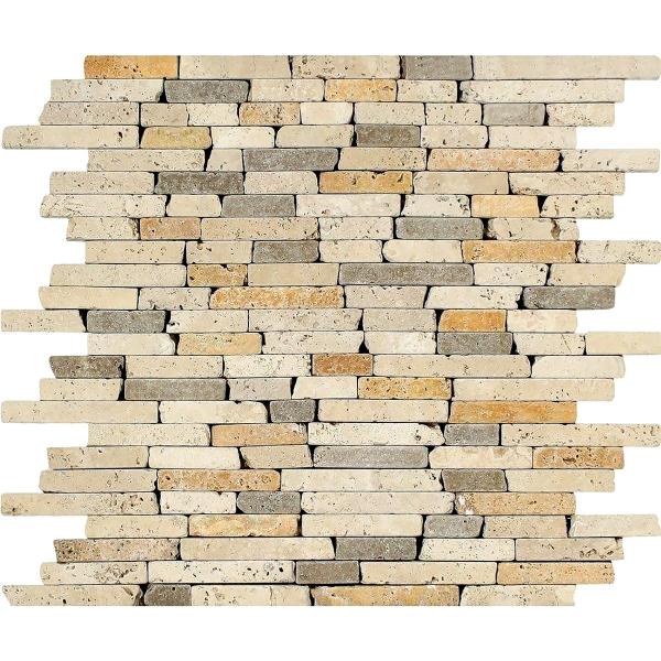 Mixed Travertine Split Faced Random Brick Mosaic Wall Tile