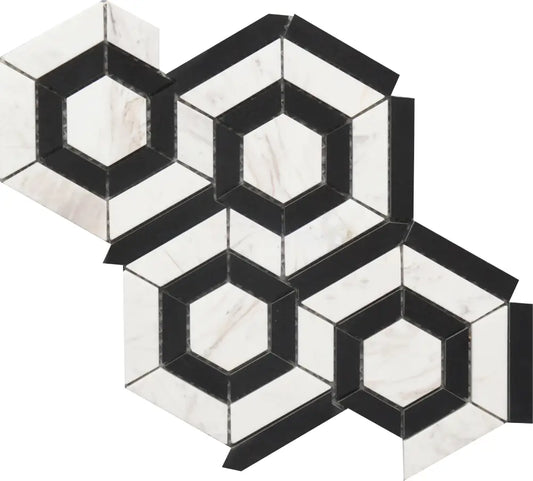 Bw Hexagon Marble 9X12 Mosaic Tile
