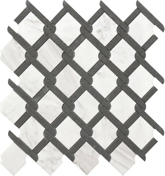 Medallion Bw Marble 12X12 Mosaic Tile