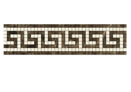 Noble White Cream Greek Key w/ Emp. Dark Border 3 1/2x7"