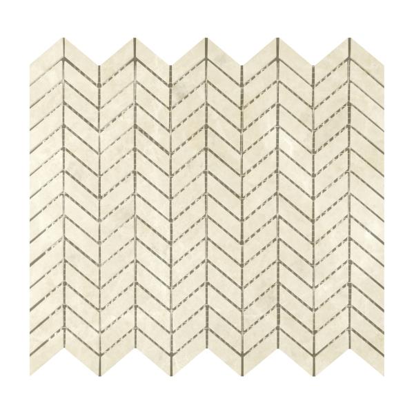 Noble White Cream Chevron Mosaic Tile