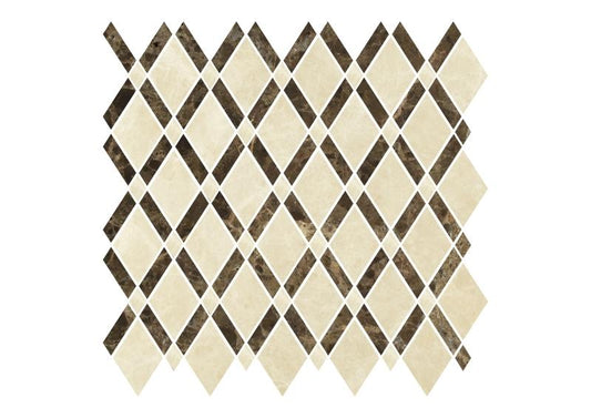 Noble White Cream Lattice w/Emp. Dark Mosaic Tile