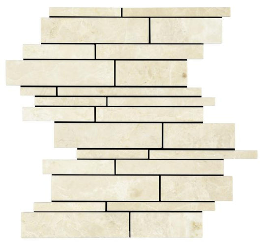 Noble White Cream Random Strips Mosaic Tile