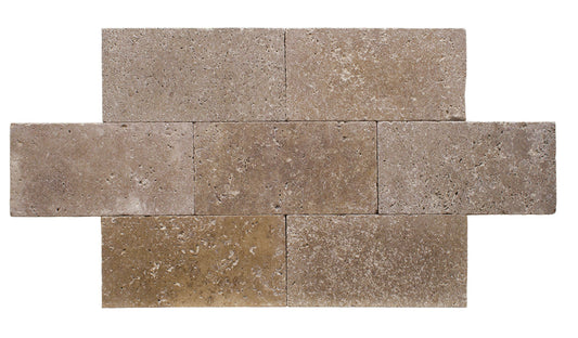 Noce Travertine Tumbled Exterior Pool Paver 6X12' 1 1/4"