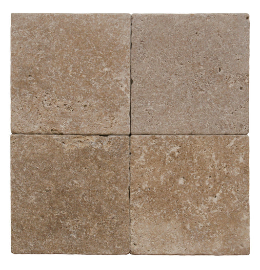 Noce Travertine Tumbled Exterior Pool Paver 6X6" 1 1/4"