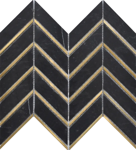 Nero Marble Metal Arrow 10X12 Mosaic Tile