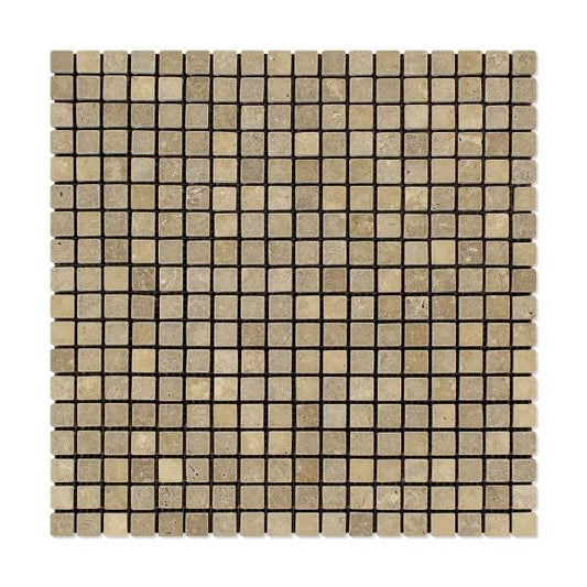 Noce Travertine Tumbled Mosaic Tile 5/8x5/8"