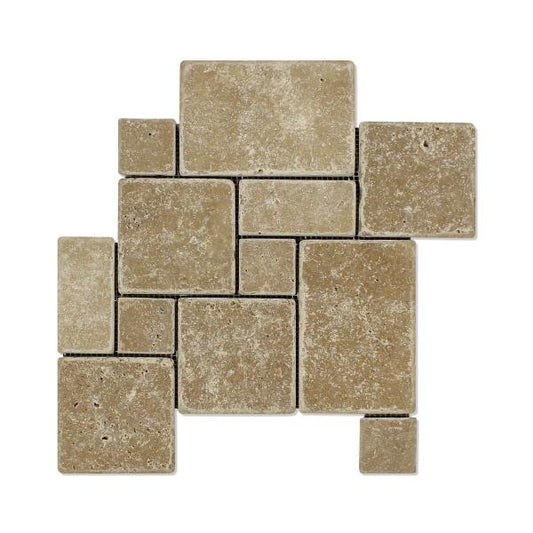 Noce Travertine Filled & Honed Versailles Floor Tile