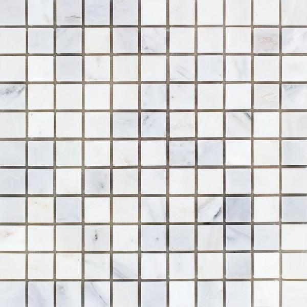 Oriental White Square Mosaic Tile 1x1"