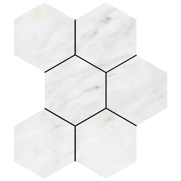 Oriental White Hexagon Mosaic Tile 5x5"