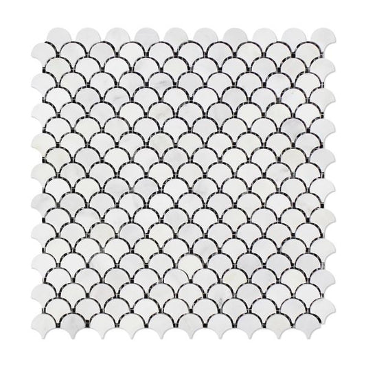 Oriental White Fish Scale Mosaic Tile