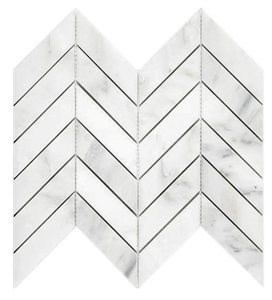 Oriental White Chevron Mosaic Tile- Large