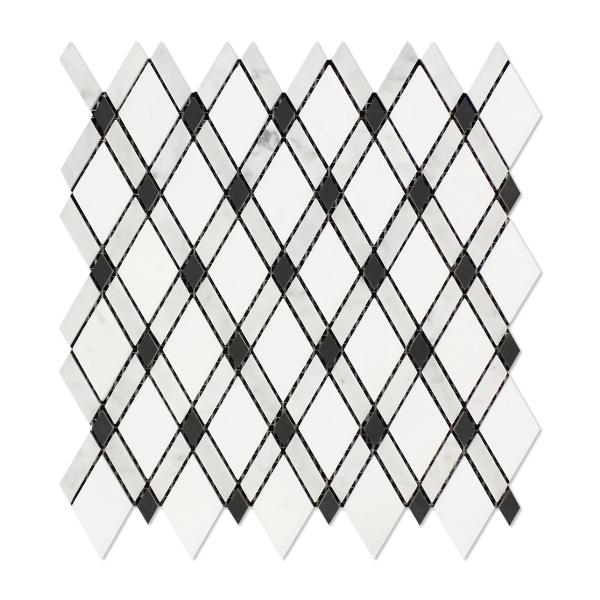 Oriental White Lattice w/Black Mosaic Tile