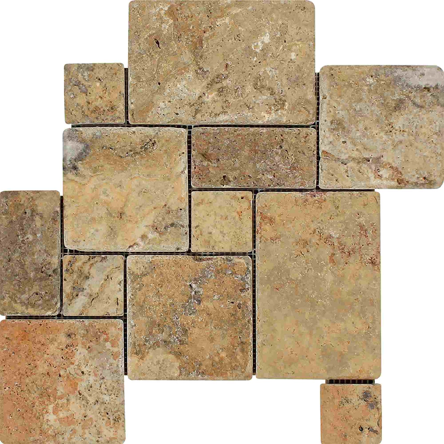 Philadelphia Travertine Tumbled Mini Pattern Mosaic Tile