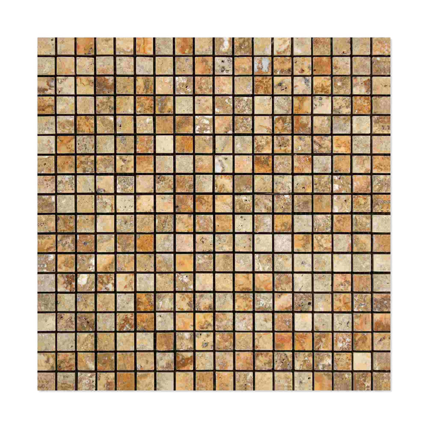 Scabos Travertine Square Mosaic Tile 5/8x5/8"
