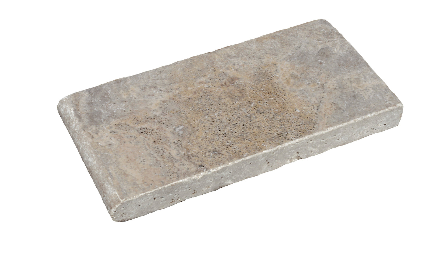 Silver Travertine Tumbled Exterior Pool Coping 6X12" 2"