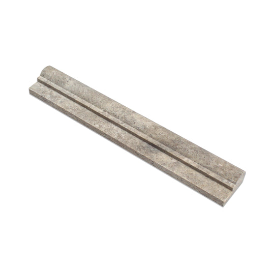 Silver Travertine Honed Pencil Liner Trim Tile 1/2x12"