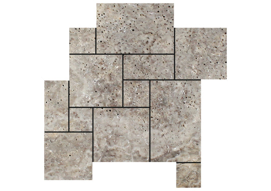 Silver Travertine Tumbled Versailles Floor Tile