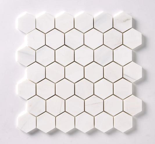 Bianco Dolomite Polished Hexagon Mosaic Tile 2"x2"