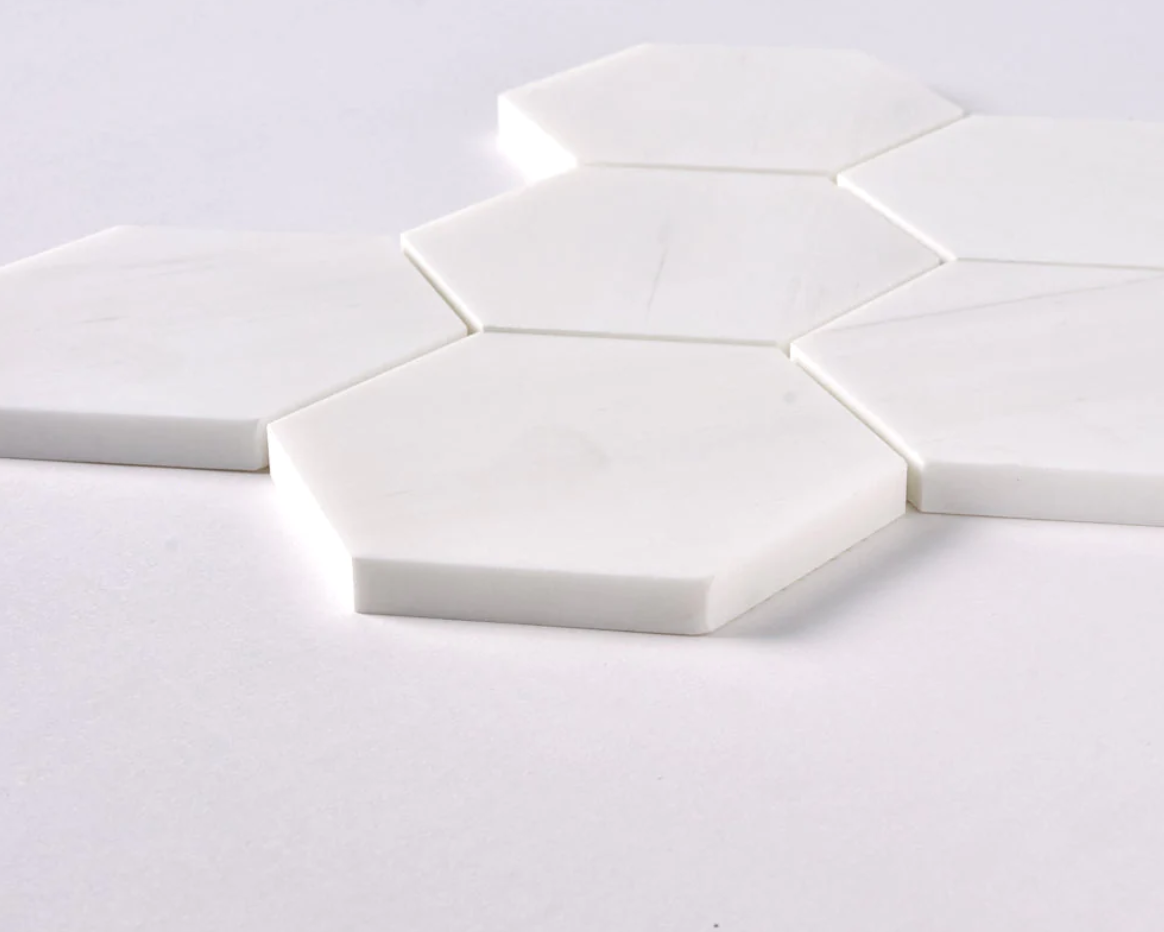 Bianco Dolomite Polished  Hexagon Mosaic Tile 4"x4"
