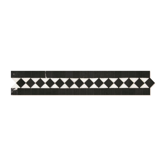 Thassos White Greek Key w/ Black Border  3 1/2" x7 3/8