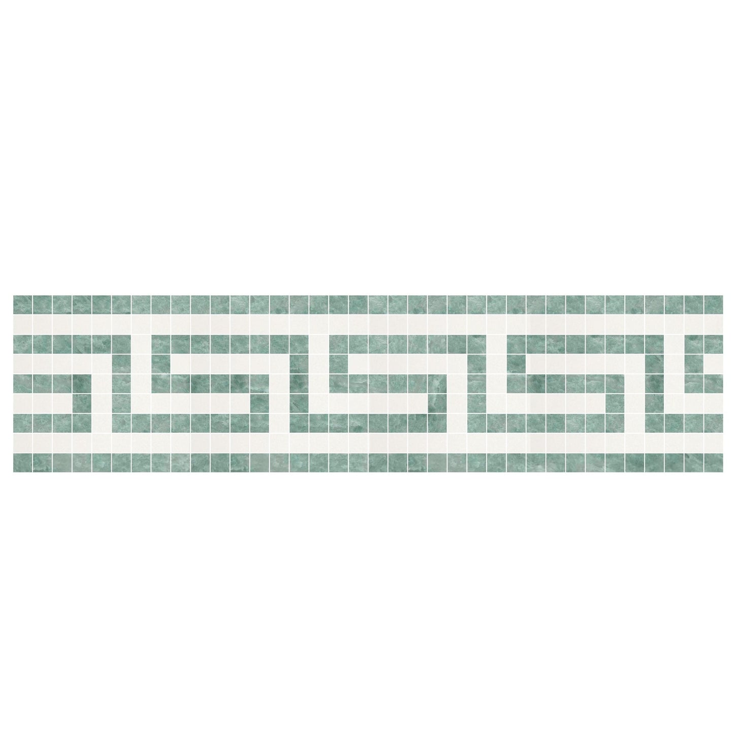 Thassos White Greek Key w/ Ming Green Border 3 1/2" x7"