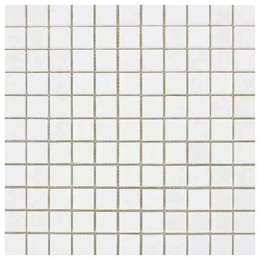 Thassos White Square Mosaic Tile 1x1"