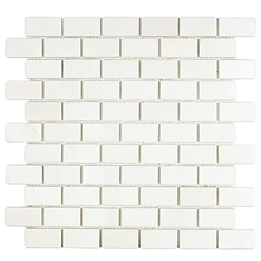 Thassos White Brick Mosaic Tile 1x2"