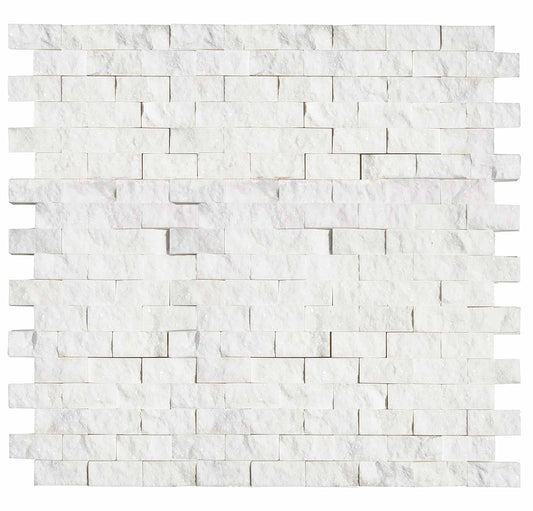 Thassos White 3/8 Split Faced Mini Brick Marble Mosaic Tile