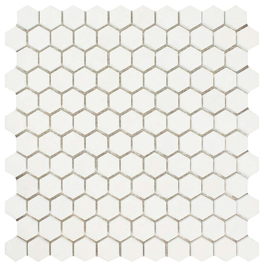 Thassos White Hexagon Mosaic Tile 1x1"