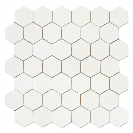 Thassos White Hexagon Mosaic Tile 2x2"