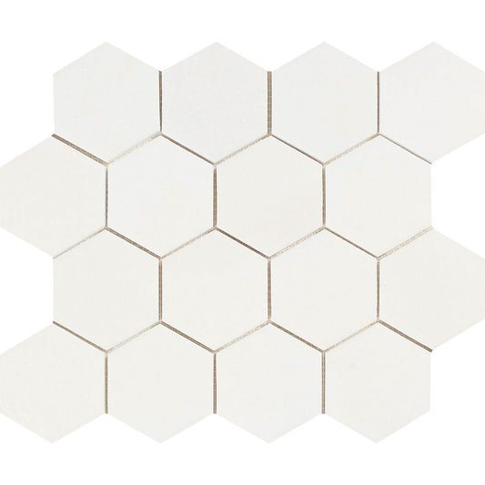 Thassos White Hexagon Mosaic Tile  3x3"