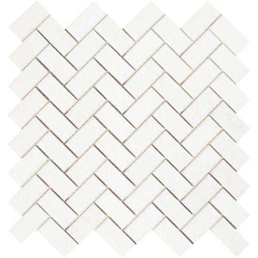 Thassos White Herringbone Mosaic Tile