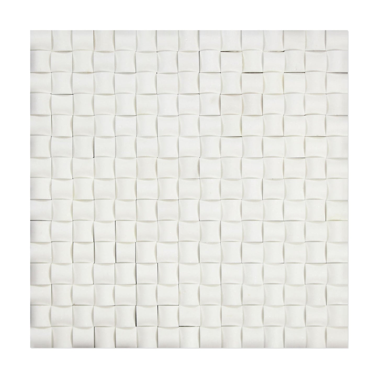 Thassos White 3/8 3D Small-Bread Marble Mosaic Tile