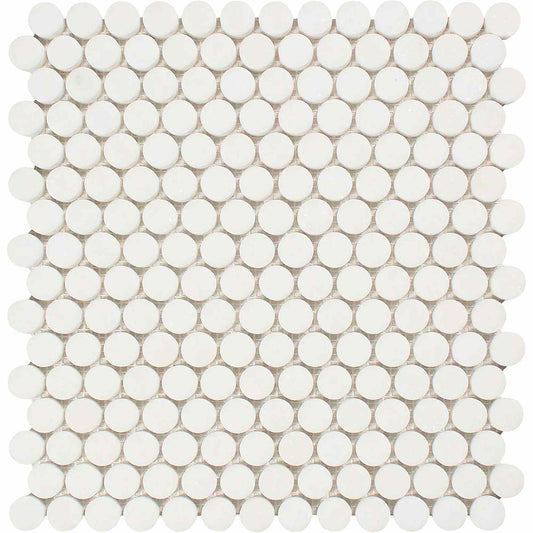 Thassos White 3/8 Penny Round Marble Mosaic Tile