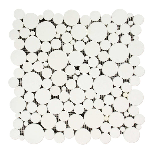 Thassos White Polished Bubbles Mosaic Tile