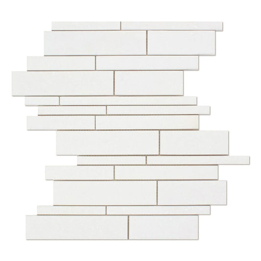 Thassos White Random Strip Mosaic Tile