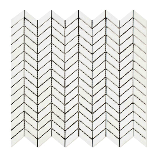 Thassos White Mini Chevron Mosaic Tile