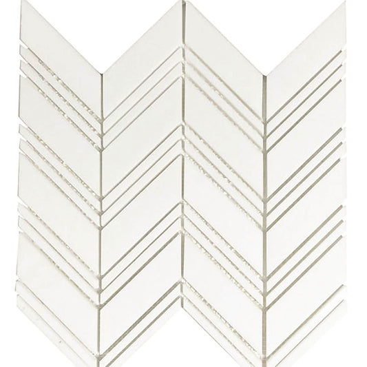 Thassos White Chevron Mosaic Tile - Large