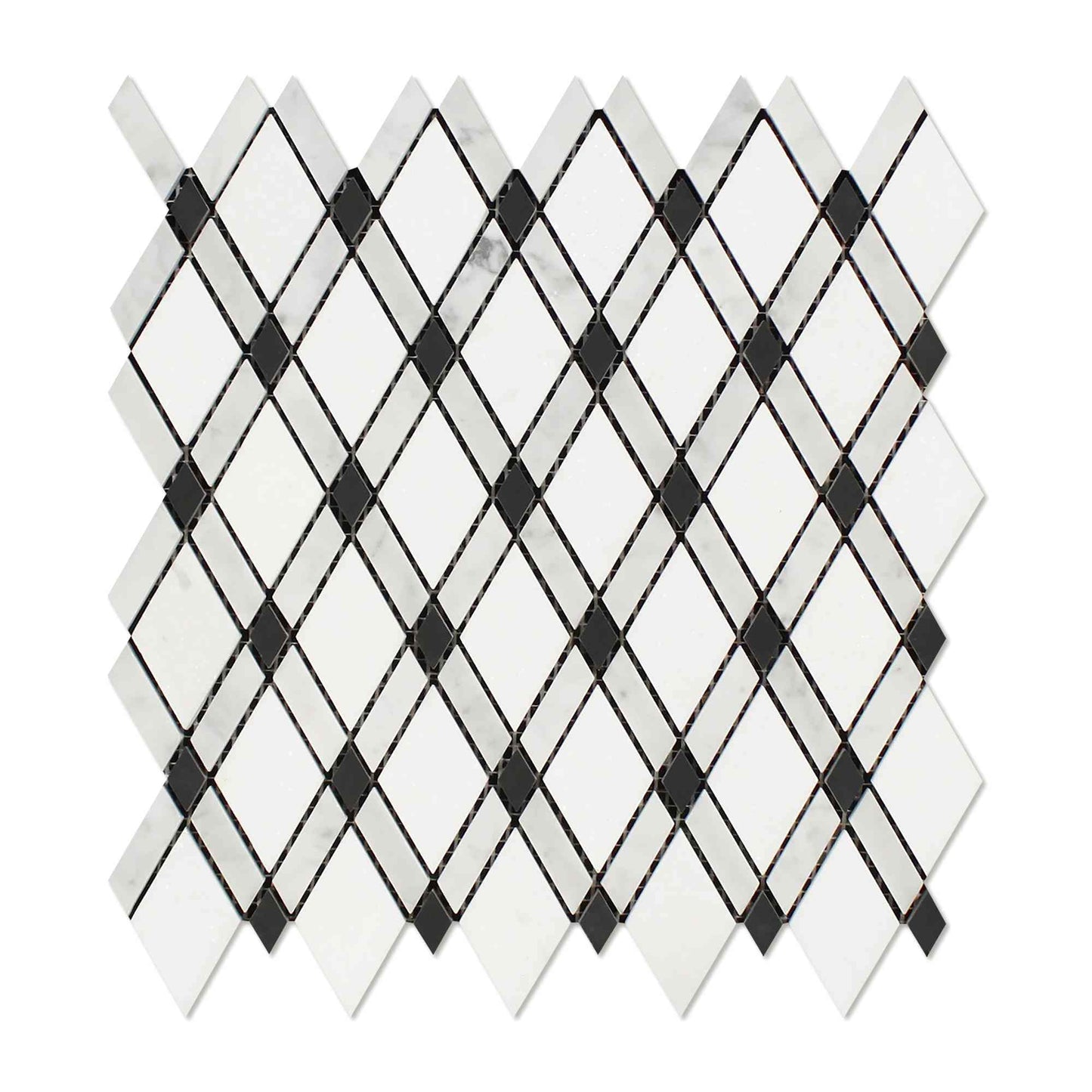 Thassos White Lattice w/Black Mosaic Tile